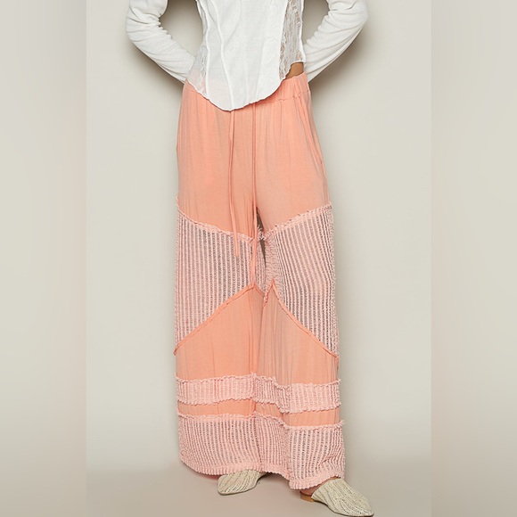 POL Drawstring Elastic Waistband Wide-Leg Pants